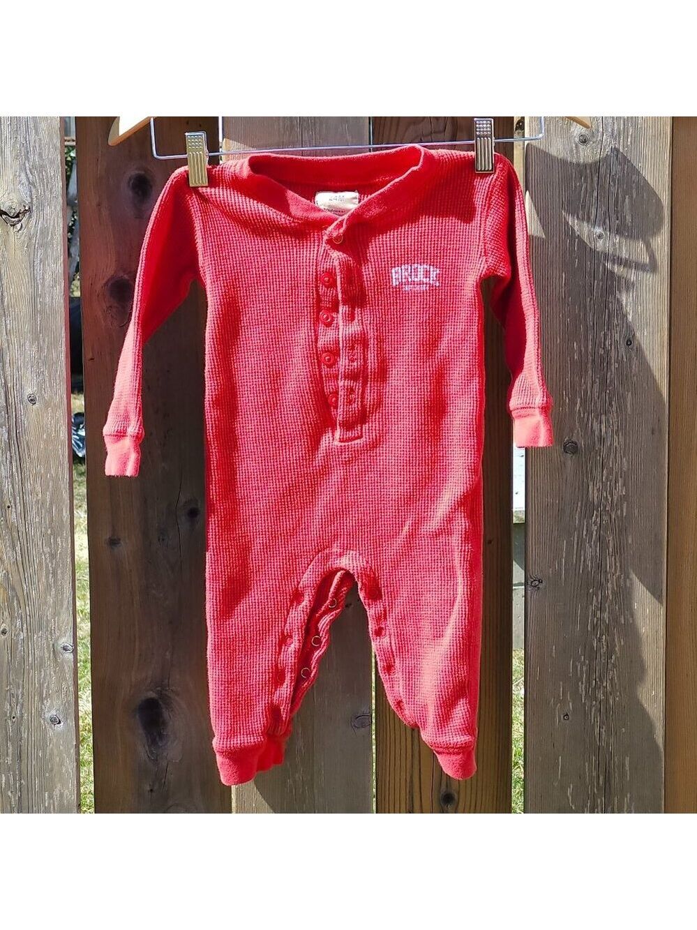 ADORABLE BROCK UNIVERSITY Baby Onesie with Butt Flap Size 24 Months RED